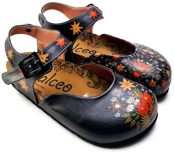 GOBY Clogs met Flowers – Handgemaakt – Premium Kwaliteit – Maat 42