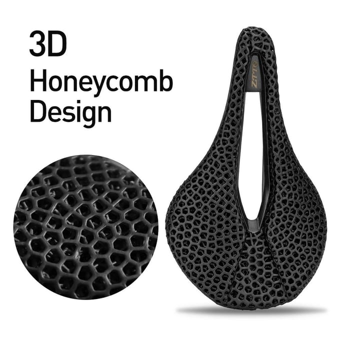 Fiets 3D-geprint zadel Comfortabel honingraat Fietsen Racefiets MTB-fiets zitkussen Type C black