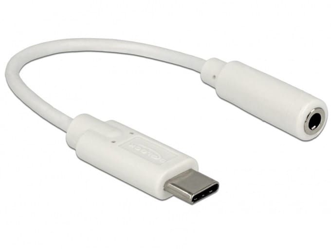 DeLOCK USB-C naar 3,5mm Jack audio adapter - actief / wit - 0,15 meter