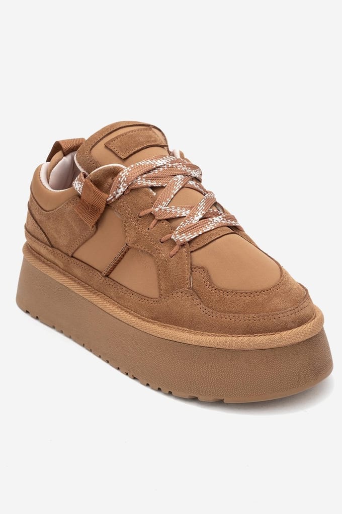 Riven Leren Platform Sneaker Dames
