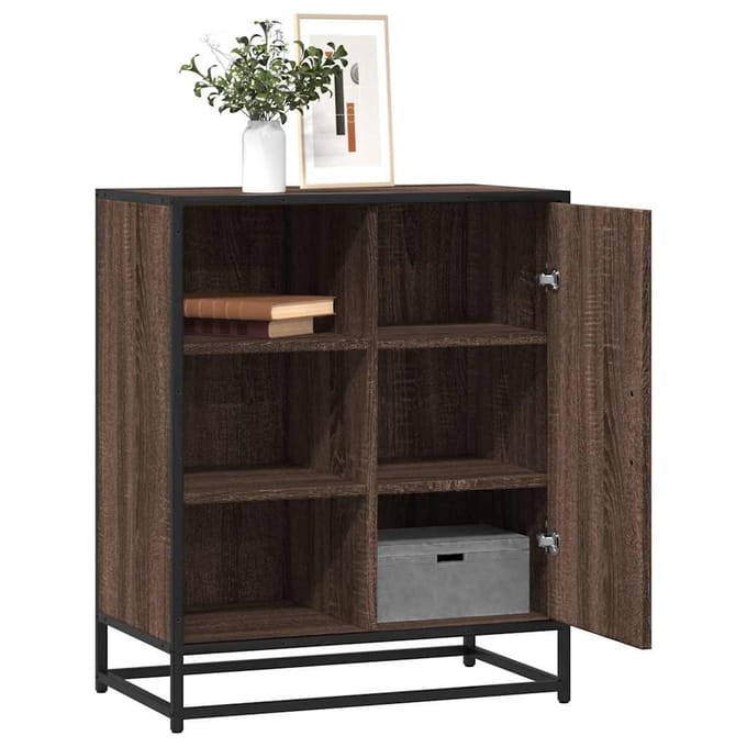 vidaXL - Dressoir - 62x35x76 - cm - bewerkt - hout - bruin - eikenkleur