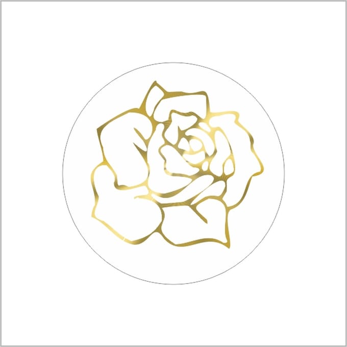Sticker - "ROOS GOUD" - Etiketten - 35mm - Wit/Goud - Sluitzegel - Sluitsticker - Premium Kwaliteit