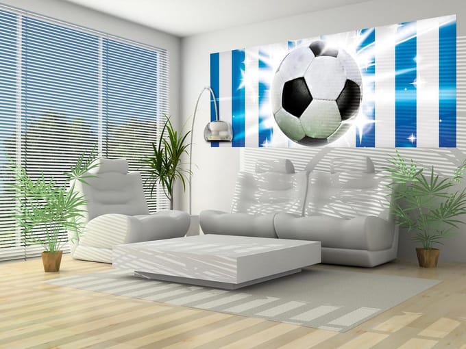 Football Blue White Stripes Photo Wallcovering