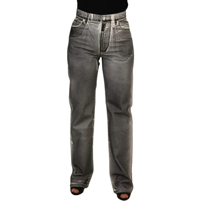 Dolce & Gabbana Grijs Gewassen Hoge Taille Denim Broek Katoenen Dames Jeans