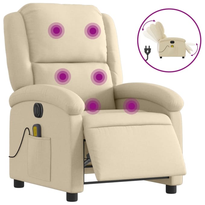 vidaXL - Massagestoel - elektrisch - verstelbaar - stof - crèmekleurig