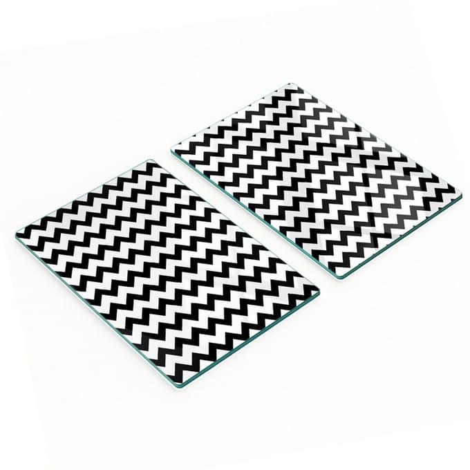 Decoratieve glazen snijplanken met zigzagpatroon, 2x40x52 cm