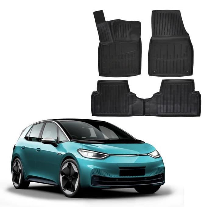 Tapis de sol - SCOUTT - Volkswagen ID.3 - Caoutchouc Premium - Sur mesure - Noir noir