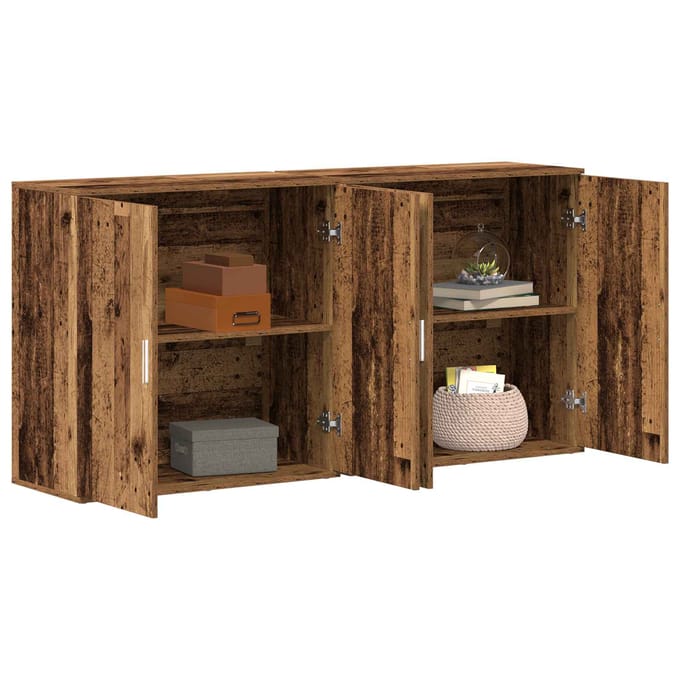 vidaXL - Dressoir - 2 - st - Oudhout - 79 - x - 38 - x - 80 - cm - Bewerkt - hout