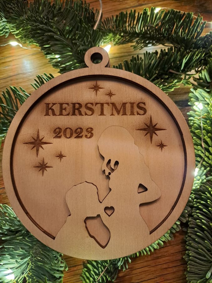 Kerstbal zwangerschap - zwangerschap aankondiging - Houten kerstbal