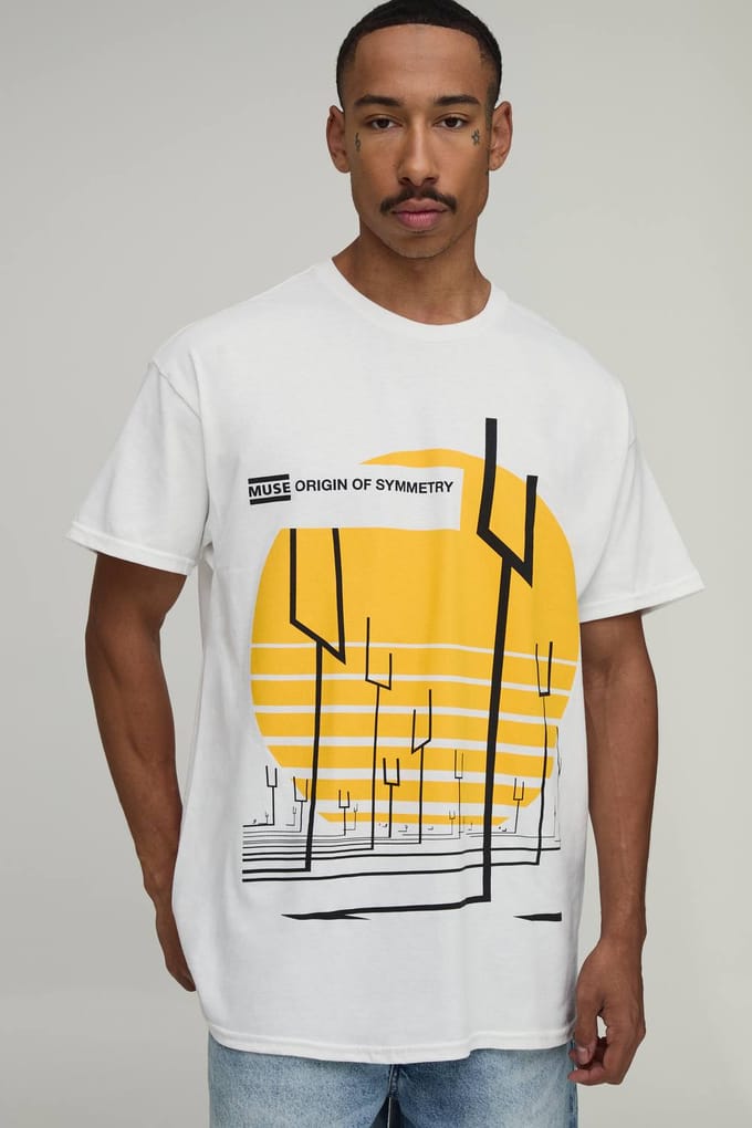 Oversized T-shirt Met Muse Symmetry Licentie Print | White | Size Large