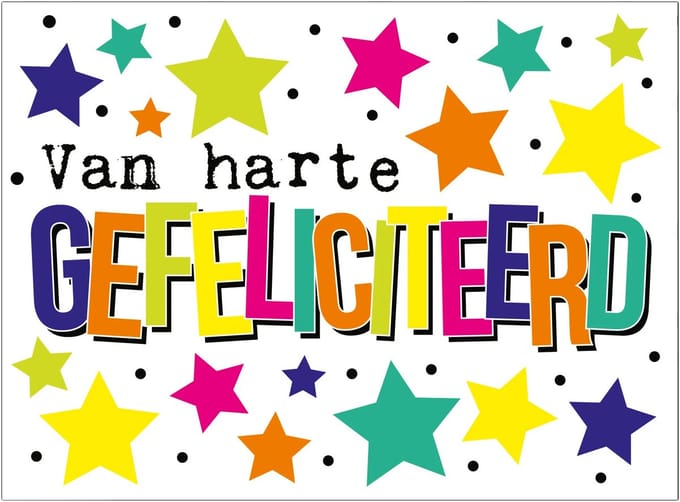 Wenskaart van harte Gefeliciteerd