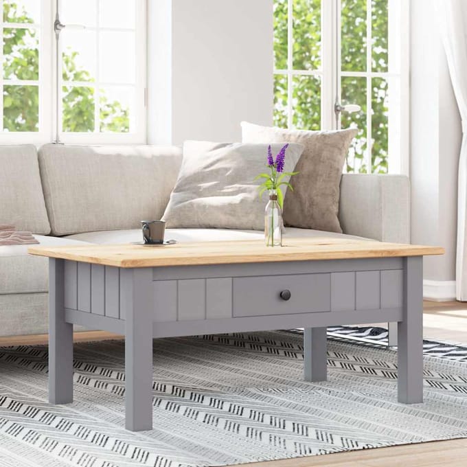 vidaXL - Salontafel - Panama - Range - 100x60x43,5 - cm - massief - grenenhout - grijs