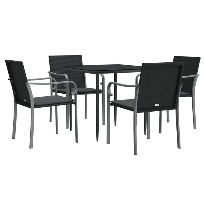 vidaXL - 5-delige - Tuinset - met - kussens - poly - rattan - en - staal