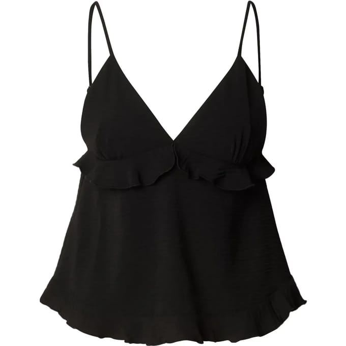 Urban Classics - Ruffled Structured Cami Mouwloze top - L - Zwart