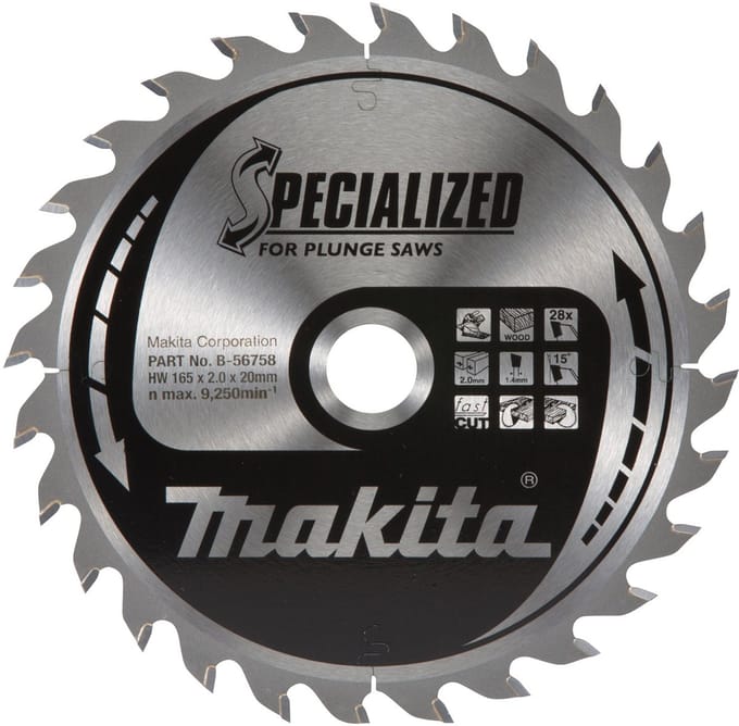 Makita 165 x 20 mm 28-tands Invalcirkelzaagblad hout | Specialized - B-56758