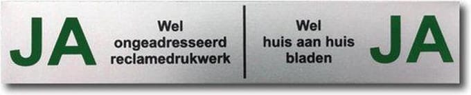 Brievenbus sticker Ja Ja Aluminium - 150 mm x 25 mm - Tekst Groen Zwart.