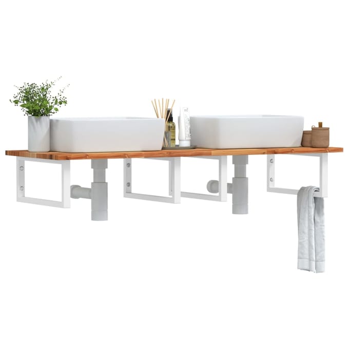 vidaXL - Badkamer - wandschap - staal - en - massief - acaciahout