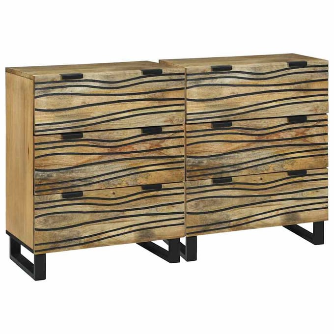 vidaXL - Dressoir - Set - 2 - st - Naturel - 120 - x - 33 - x - 75 - cm - Massief - Mango - Hout