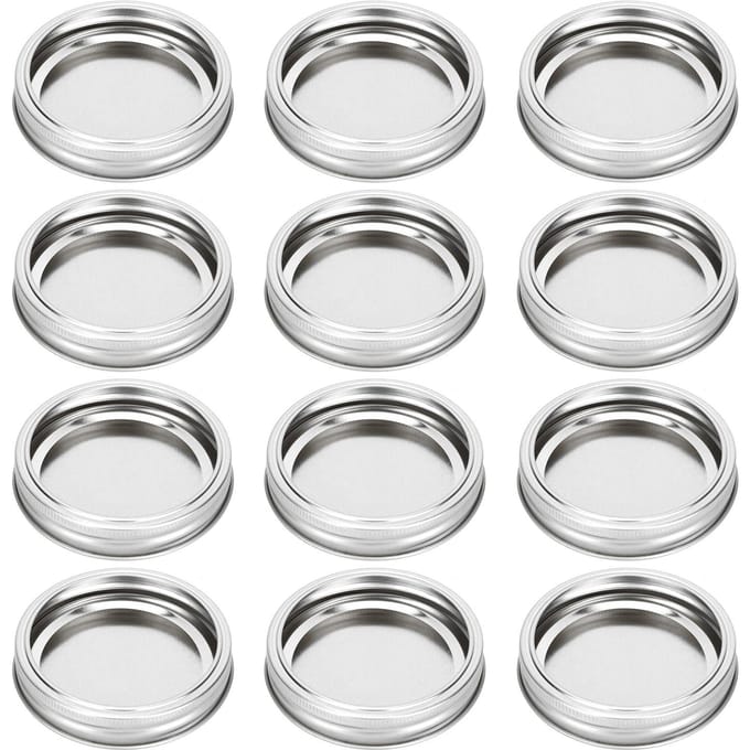 12 Stuks Roestvrij Staal Split Type Glazen Pot Deksels Rond Lekdicht Afsluitdeksels Keuken gray