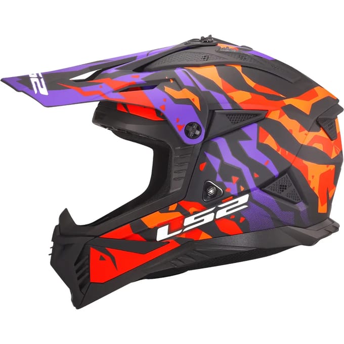 LS2 Helm Fast II Grotesk MX708 paars / oranje maat S