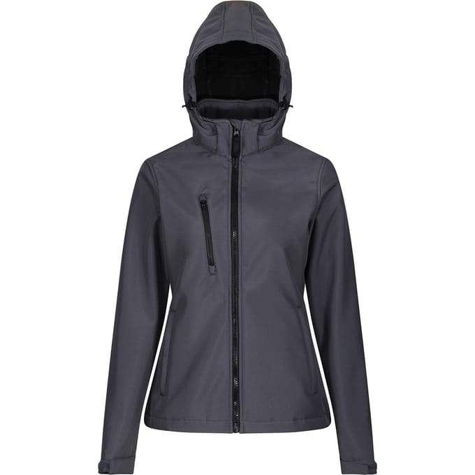 Regatta Dames/Dames Venturer 3 Layer Hooded Soft Shell Jacket (Afdichting Grijs/Zwart)