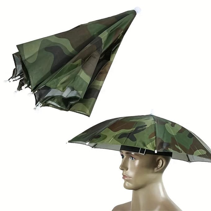 1 stuks Opvouwbare Camouflage Paraplu Voor Vissen, Wandelen, Kamperen | Hoofddeksel