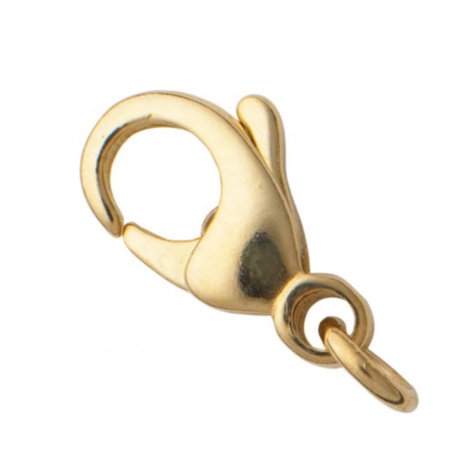 Karabijnhaak – met oog Ø 3,5 mm – tombak verguld – 11 mm