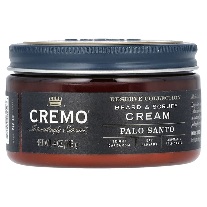 Cremo, Reserve Collection, Beard and Seed Coat Cream, Palo Santo, 4 oz (113 g) gray