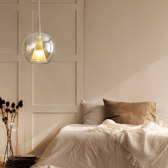 Mantra Iluminación Hanglamp Elsa, 1-lamp, Ø 25 cm, glas, brons