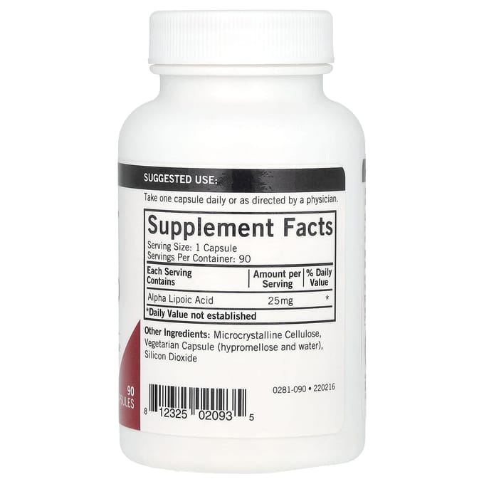 Kirkman Labs, Acide Alpha-Lipoïque, 25 mg, 90 Capsules