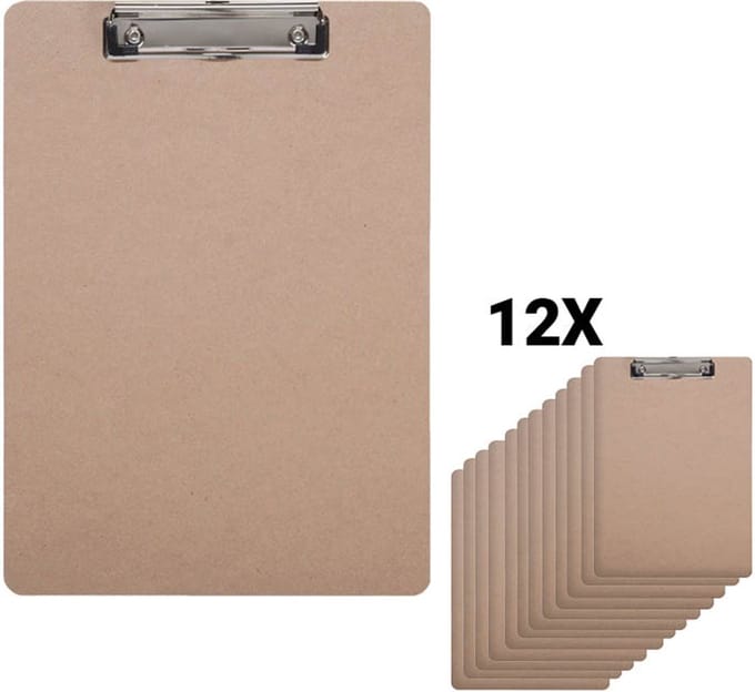 DESQ® Klembord - A4 - MDF - Klem - Ophangoog - 12 Pak