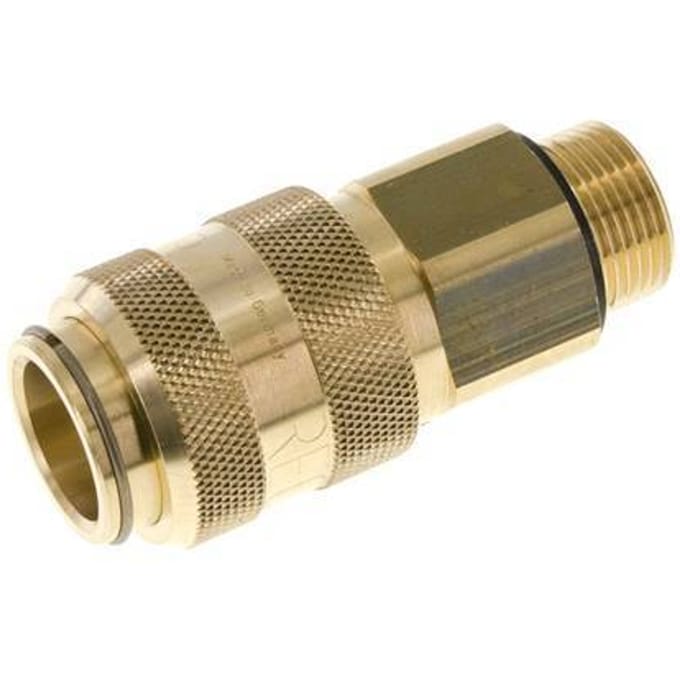 Messing DN 15 Luchtkoppeling Snelkoppeling G 3/4 inch Buitendraad Double Shut-Off - CLS15-M-B-SV-P-034