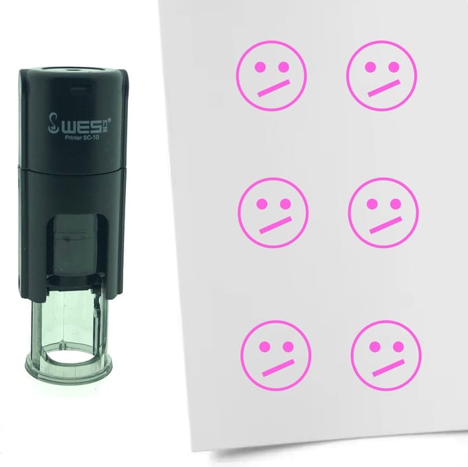 CombiCraft Stempel Smiley Weird 10mm rond - Roze inkt