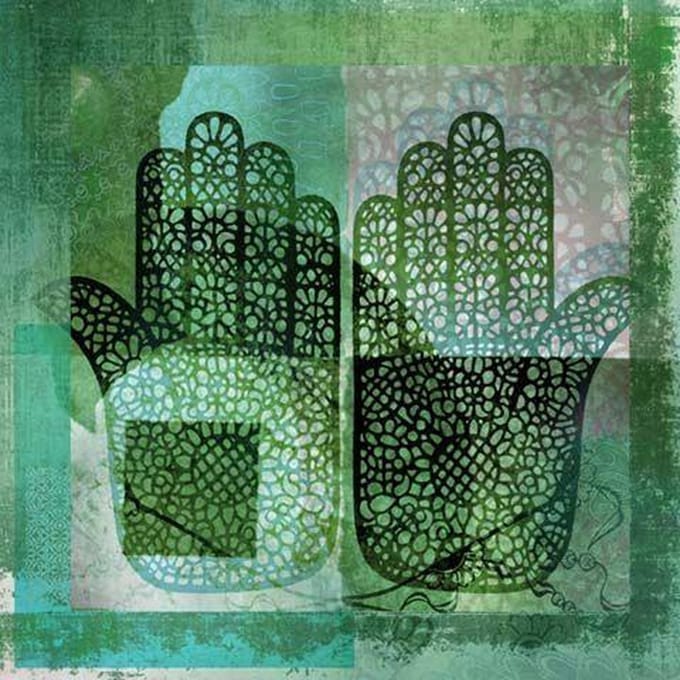 Safaary - Oosters schilderij Mehndi hands Dai Groen