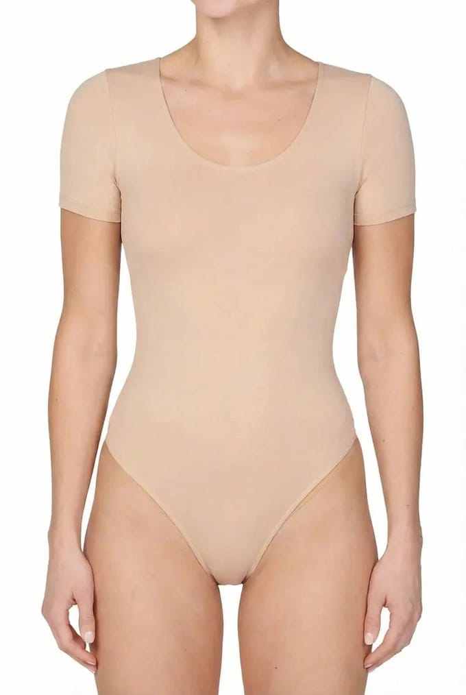 J&C string body / bodystocking korte mouw dames - S - Beige