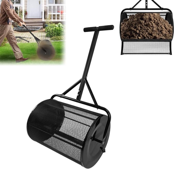 Compoststrooier - Gazonstrooier Tuin - Gazon Onderhoud - Grote Inhoud - 80 Liter - Zwart