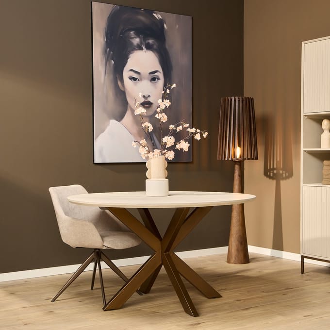 StarFurn Eettafel Madison - Rond Zandkleur Hout - 130x130x76cm