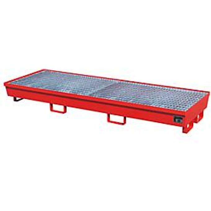 BAUER AM-4/B opvangbak, met rooster, staal, 233 l, B 2400 x D 800 x H 285 mm, rood