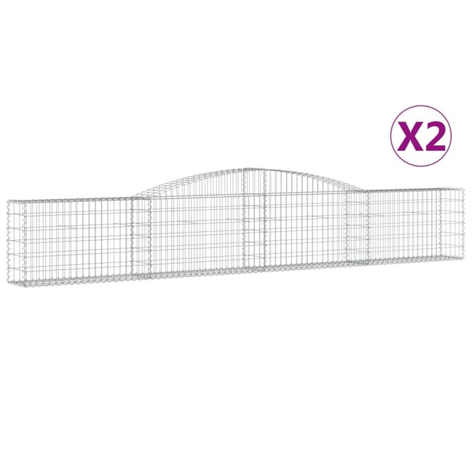 vidaXL - Schanskorven - 2 - st - gewelfd - 400x30x60/80 - cm - ijzer