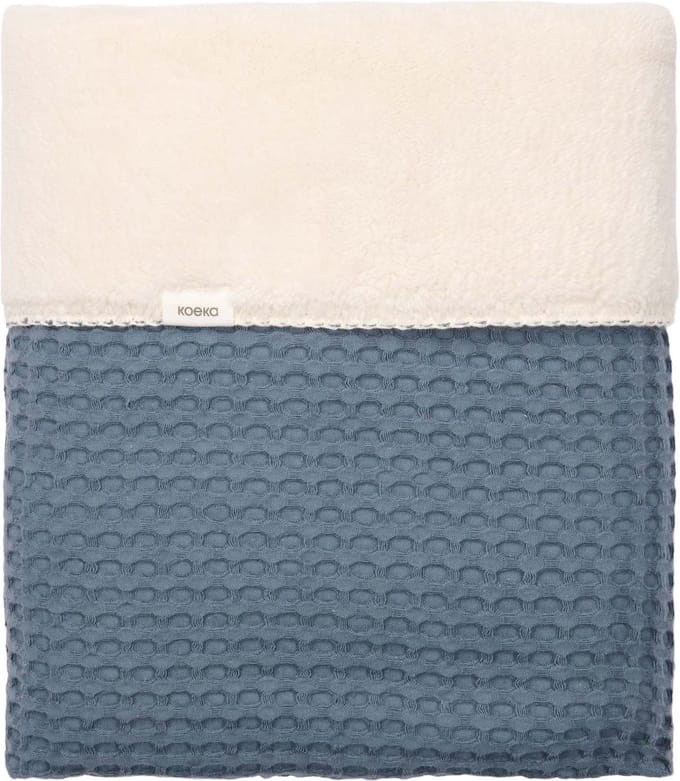 Koeka wiegdeken wafel/teddy Oslo - bluestone - 75x100