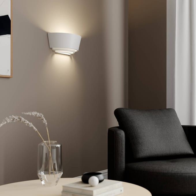 Lindby - wandlamp - 1licht - gips - H: 13 cm - E14 - wit