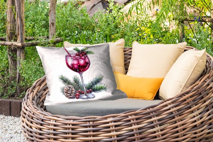 Buitenkussens - Tuin - Winter - Cocktail - Decoratie - Drank - Kerst - 50x30 cm