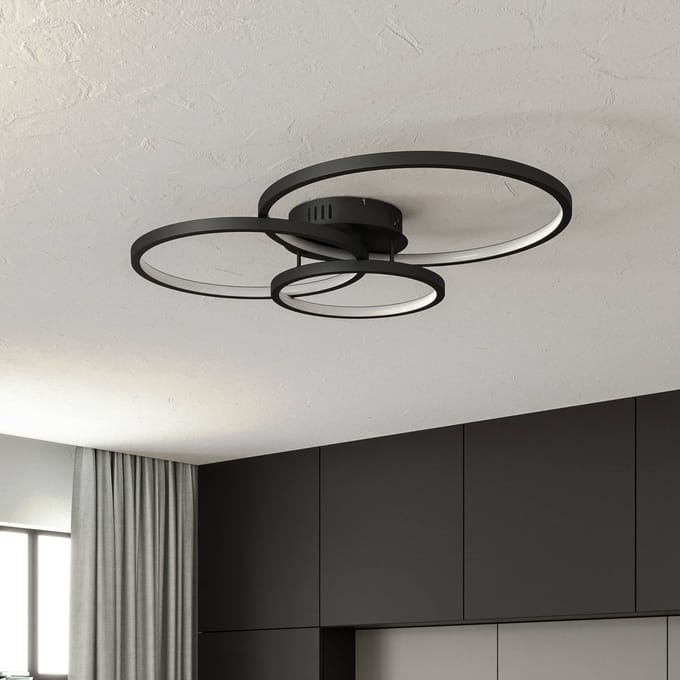 Trio Lighting Trio WiZ Aaron smart LED plafondlamp, antraciet