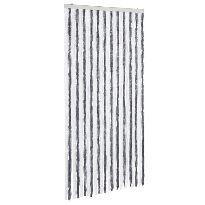 vidaXL - Vliegengordijn - 100x220 - cm - chenille - grijs - en - wit