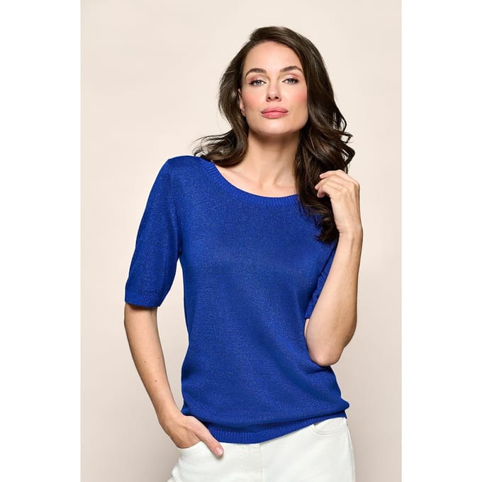 Audrey Lurex Top Kobalt