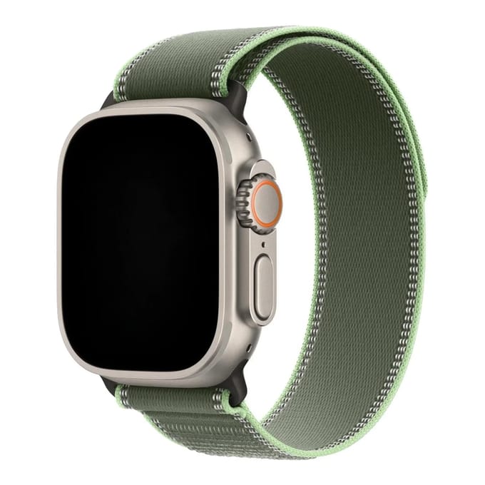 2+2 | Apple Watch Bandje Trail - Nylon - Groen Neon - Zwart