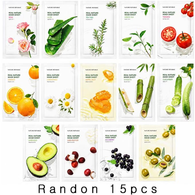 Nature Republic Real Nature Mask Sheet (10 pcs combo pack) (3 Options) #1SET beige