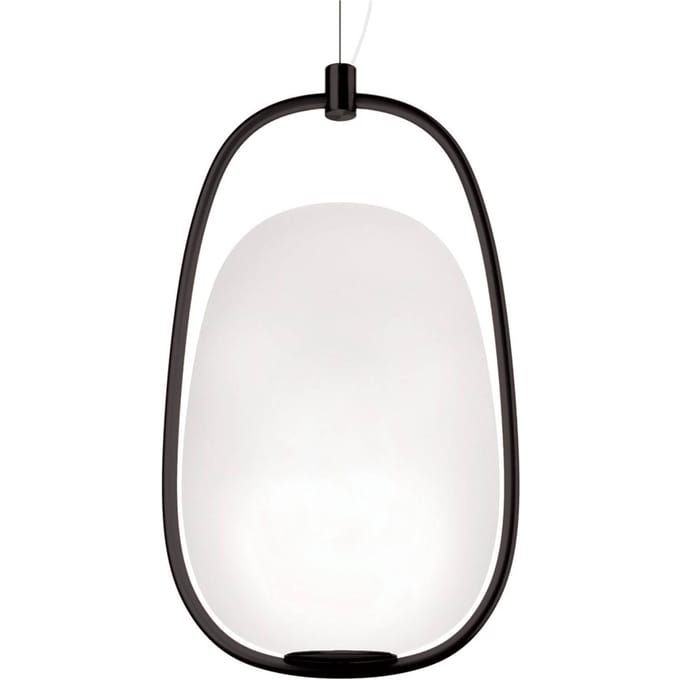 kdln hanglamp Lannà, zwart/wit, 22 x 20 cm