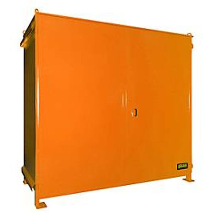 Stellingcontainer BAUER CEN 29-2, staal, dubbele scharnierdeur, B 3175 x D 1500 x H 2980 mm, oranje
