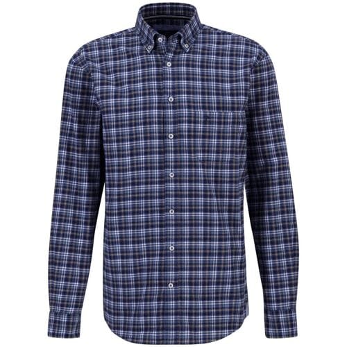 Fynch-Hatton Overhemd Multi Allover Flanel Checks Button Down Sage Green-Blue / male